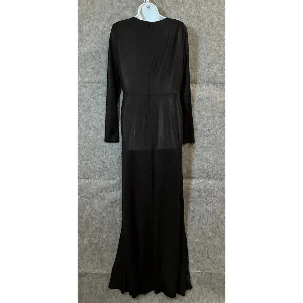 Lauren Ralph Lauren Womens 10 Black Long Sleeve Maxi Dress V Neck Twist